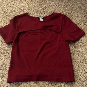 Stylish Burgundy Short Sleeve Top